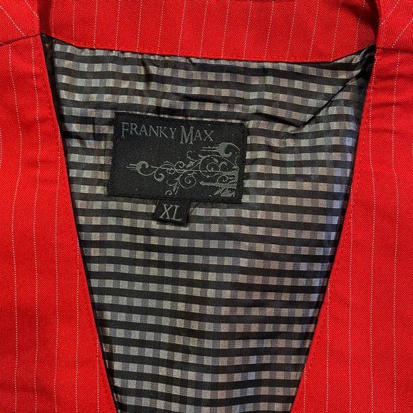 XL Franky Max - Men’s Casual Vest Embroidered Front & Back Red - Picture 9 of 10